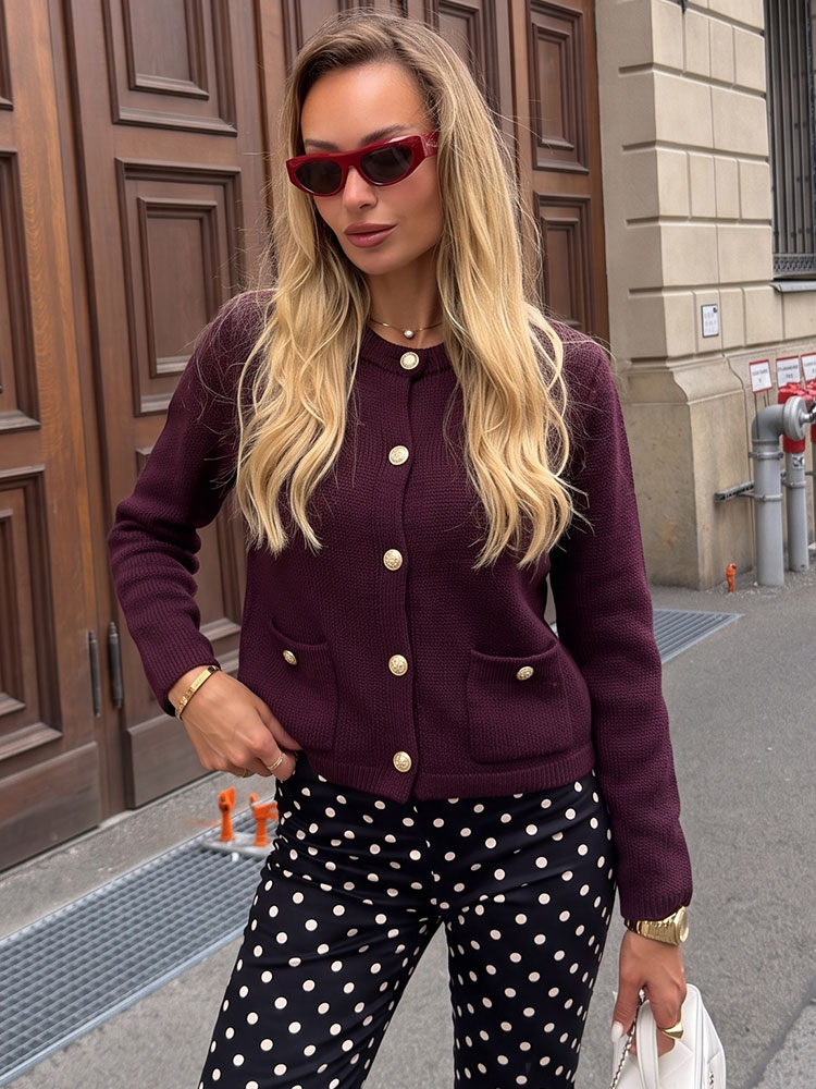 Crop Cardigan Vintage - HH Vintage Cardigan pour femme, uni,