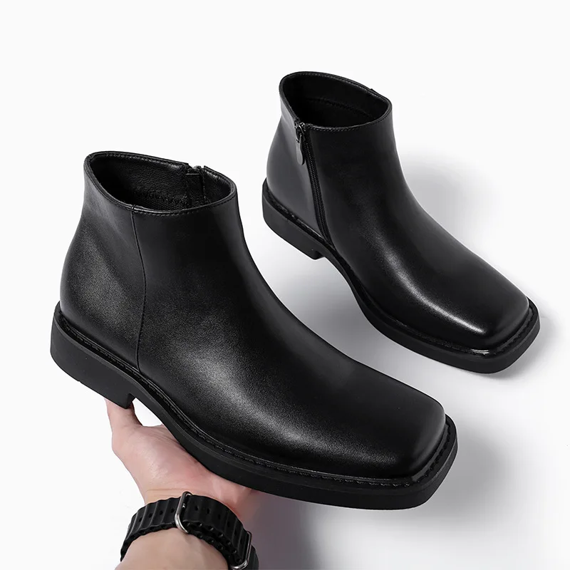 Vintage Fashion Aesthetic - Noir nouvelle mode hommes chaussures en