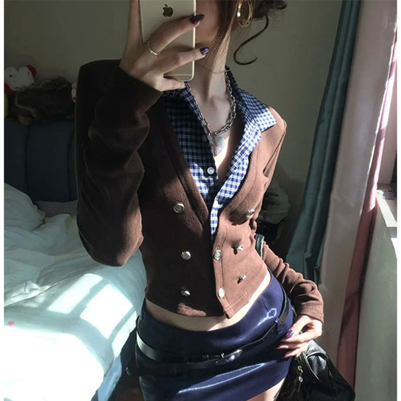 Crop Cardigan Vintage - MEXZT Y2K recadrée tricoté Cardigan femmes