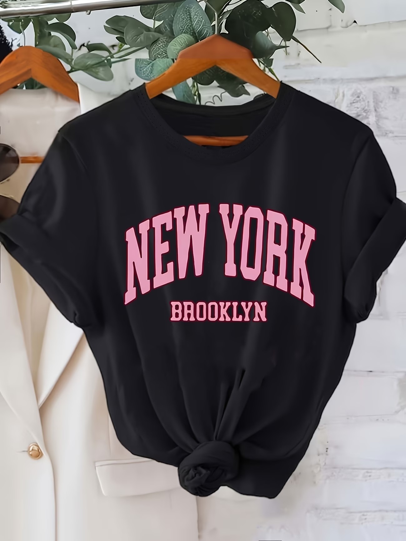 Vintage Fashion New York - T-shirt tendance avec imprimé lettres New