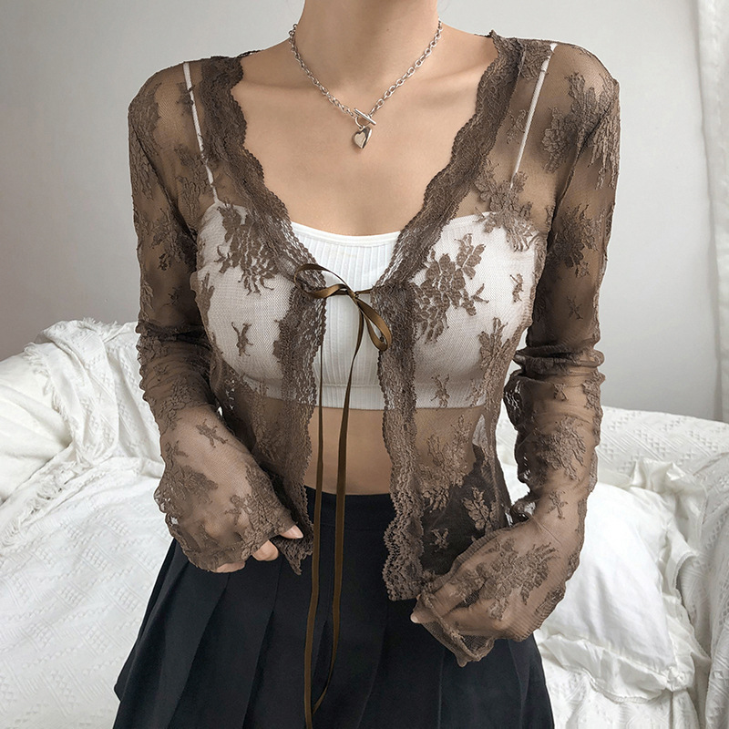 Femmes voir à travers la dente - Crop Cardigan Vintage avis et prix